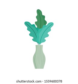 glass vase plant decoration ornament icon vector illustration