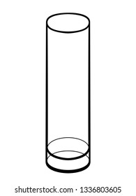 Glass vase, transparent, cylindrical - linear picture for coloring. Vase outline. Vase-glass for flowers. 
hand drawing