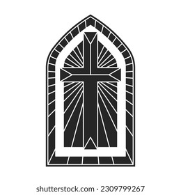 Glass vector black icon. Vector illustration glass window on white background. Isolated black illustration icon of window church.