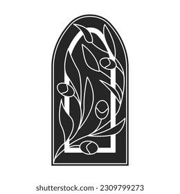 Glass vector black icon. Vector illustration glass window on white background. Isolated black illustration icon of window church.