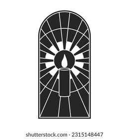 Icono negro vectorial de vidrio. Ventana de vidrio de la ilustración del vector sobre fondo blanco. Icono de ilustración negra aislada de la iglesia de la ventana.