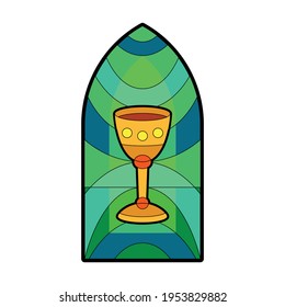 Glass vector cartoon icon. Vector illustration glass window on white background. Isolated cartoon illustration icon of window church.