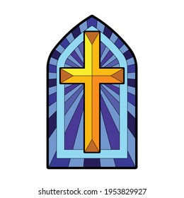 Glass vector cartoon icon. Vector illustration glass window on white background. Isolated cartoon illustration icon of window church.