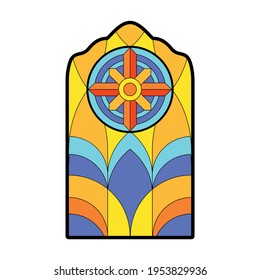 Glass vector cartoon icon. Vector illustration glass window on white background. Isolated cartoon illustration icon of window church.