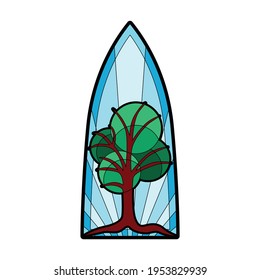 Glass vector cartoon icon. Vector illustration glass window on white background. Isolated cartoon illustration icon of window church.