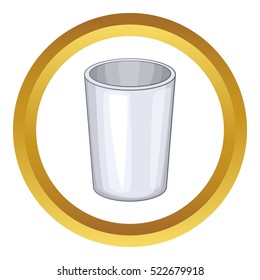 Glass vector icon in golden circle, cartoon style isolated on white background