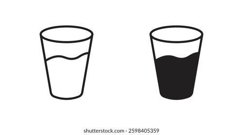 Glass vector icon set in black color.