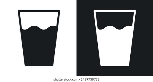 Glass vector icon set in solid black and white color