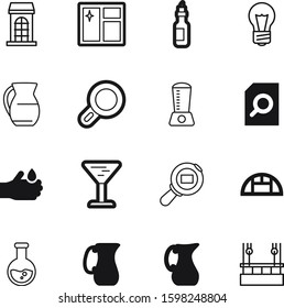 glass vector icon set such as: plant, experiment, restaurant, burn, maintenance, corrosion, shipping, tube, housekeeping, beaker, hothouse, fast, lab, note, sheet, arch, idea, energy, medical, high
