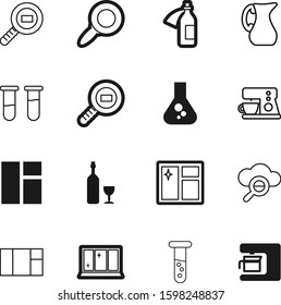 glass vector icon set such as: examine, sparkle, explore, wireless, lab, fresh, potion, office, vials, decoration, internet, flask, pottery, care, web, cafe, mobile, bar, work, beaker, passion, study