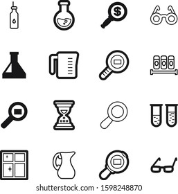 glass vector icon set such as: handle, sodium, ingredients, internet, biology, pharmacy, seek, work, lab, clean, health, lines, light, silhouette, hour, lens, macro, natural, tracking, measuring