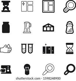 glass vector icon set such as: open, grow, interior, text, office, brown, chemistry, garden, container, burn, warm, vintage, care, icons, lab, farm, pot, front, greenhouse, business, transparent