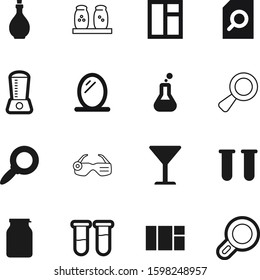glass vector icon set such as: makeup, chemistry, outdoors, logo, organic, camera, futuristic, scientific, room, mason, pictogram, appliance, reflect, detective, container, chemical, residence, media