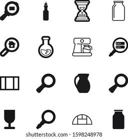 glass vector icon set such as: garden, exploration, sand, dark, hothouse, linear, drop, data, container, agent, package, shipping, hourglass, light, science, olive, electricity, oil, cup, test