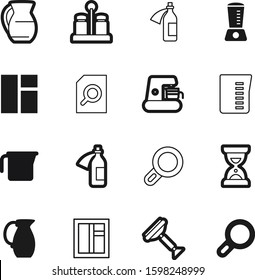 glass vector icon set such as: time, lens, pictogram, relish, espresso, study, style, magnification, paper, ingredient, grinder, clean, scale, electric, wipe, closeup, cleaner, residential, pepper