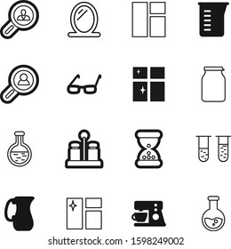 glass vector icon set such as: pepper, office, empty, kitchenware, reflection, milk, concept, healthy, analysis, inside, timer, shaker, eps, wait, salt, restaurant, coffee, hourglass, seasoning