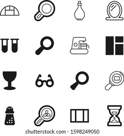 glass vector icon set such as: eye, eyeglasses, eps, finance, order, transport, agriculture, beauty, mirror, hothouse, knowledge, building, decoration, friends, tube, cafe, fast, small, element