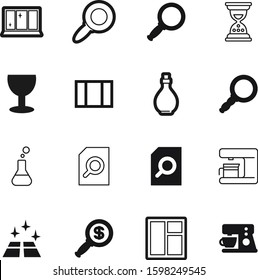 glass vector icon set such as: flask, wineglass, food, idea, clock, ingredient, lupe, carafe, chemical, minute, caffeine, appliance, hospital, investment, red, hourglass, flooring, sparkle, test