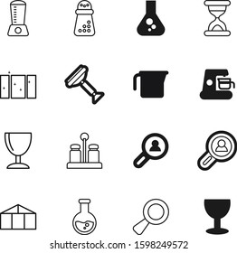 glass vector icon set such as: sodium, blender, organic, time, sky, wiper, container, measuring, spice, text, card, jug, old, cafe, detective, champagne, loupe, hothouse, minute, hand, magnifier