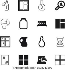 glass vector icon set such as: maker, cyberspace, augmented, biology, fresh, play, grinder, marketing, oil, glassware, can, beverage, helmet, time, ingredients, potion, holiday, mask, experiment, art