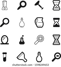 glass vector icon set such as: makeup, beaker, fast, reflection, electrical, dark, handle, jug, flask, fashion, sandglass, decoration, packaging, shipment, mixer, reflect, instrument, logistic
