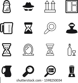 glass vector icon set such as: jar, window, unknown, reality, mystery, decoration, household, glyph, shipping, cup, health, salon, doodle, packaging, carton, label, bar, abstract, secret, mirror, hat