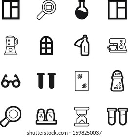 glass vector icon set such as: plastic, wall, door, measurement, round, flask, countdown, chemical, tracking, holiday, magnify, love, electrical, measure, pepper, table, housekeeping, appliance, sex