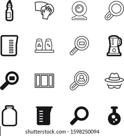 glass vector icon set such as: diet, seasoning, anonymous, label, silhouette, outline, olive, detective, friends, conference, modern, jar, development, shaker, mason, science, blue, sale, organic