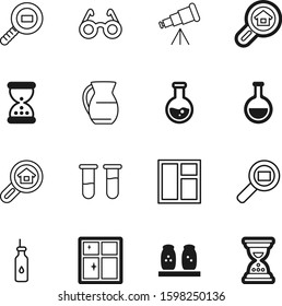 glass vector icon set such as: collection, blood, open, finance, sparkle, telescope, shipment, fat, blue, exterior, grinder, salt, table, magnify, vegetarian, technology, measure, watching, sample