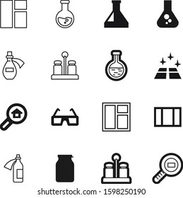 glass vector icon set such as: residence, service, homemade, lens, decorative, container, broom, interior, floor, pictogram, magnifier, clear, conical, room, order, cleaning, fast, inside, can