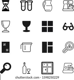 glass vector icon set such as: vine, sparkle, housekeeping, seek, zoom, dark, color, dinner, art, knowledge, tool, estate, lupe, time, retro, pitcher, real, pottery, spring, education, caffeine, 10