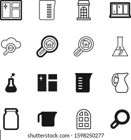 glass vector icon set such as: magnify, plastic, pottery, label, wooden, pharmaceutical, office, spring, exploration, canning, fresh, computing, wireless, mason, sparkle, can, cloud, door