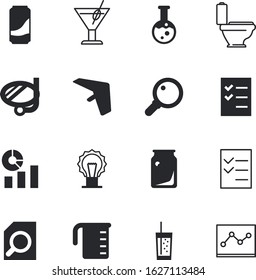 glass vector icon set such as: margarita, scuba, outdoor, focus, aviation, electric, clean, household, dairy, sea, cooking, report, plan, erlenmeyer, science, lime, medicine, wing, fizzy, tourism