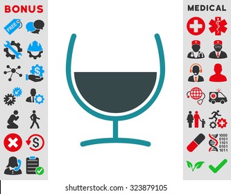 Glass vector icon. Style is bicolor flat symbol, soft blue colors, rounded angles, white background.