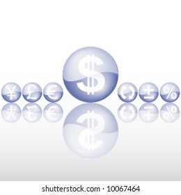 Glass vector icons - money symbols