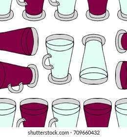 Glass vector illustration. Alcohol background. Doodle style. Design icon, print, logo, poster, symbol, decor, textile, paper, card. 