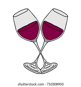 Glass vector illustration. Doodle style. Design icon, print, logo, poster, symbol, decor, textile, paper, card. 