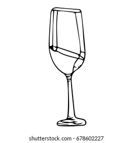 Glass vector illustration on white background. Doodle style. Design icon, print, logo, poster, symbol, decor, textile, paper, card. 