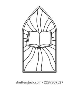 Glass vector outline icon. Vector illustration glass window on white background. Isolated outline illustration icon of window church.