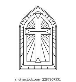 Glass vector outline icon. Vector illustration glass window on white background. Isolated outline illustration icon of window church.