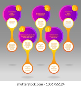 Glass vector rounds Info-graphic with yellow and purple label template for web and print decoration, sale sign or discount poster creative design 