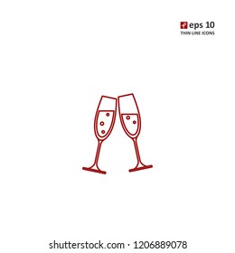 Glass - vector thin line icon on white background. Symbol for web, infographics, print design and mobile UX/UI kit. Vector illustration, EPS10.