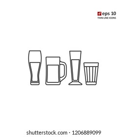 Glass - vector thin line icon on white background. Symbol for web, infographics, print design and mobile UX/UI kit. Vector illustration, EPS10.