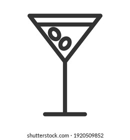 Glass with vermouth. Simple food icon in trendy line style isolated on white background for web apps and mobile concept. Vector Illustration. EPS10