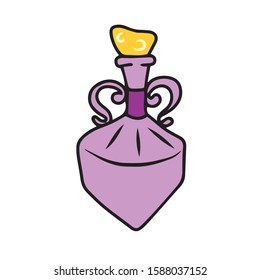 Glass vessel with stopper. Hand-drawn. Stock vector illustration.