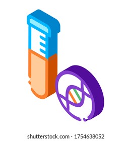 Glass Vial With Liquid Biomaterial vector isometric sign. color isolated symbol illustration