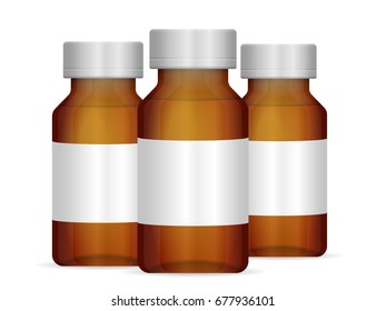 Glass vial on a white background.