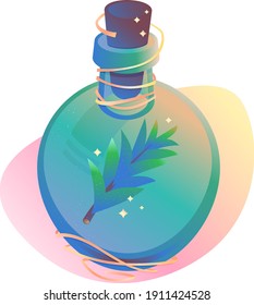 
Glass vial with a sprig inside. The bubble is decorated with a gold ribbon and stars.