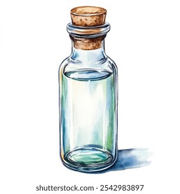 Glass Vial watercolor clipart illustration