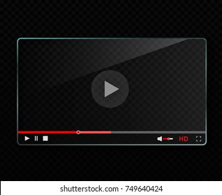 glass video player template transparent mockup  vector